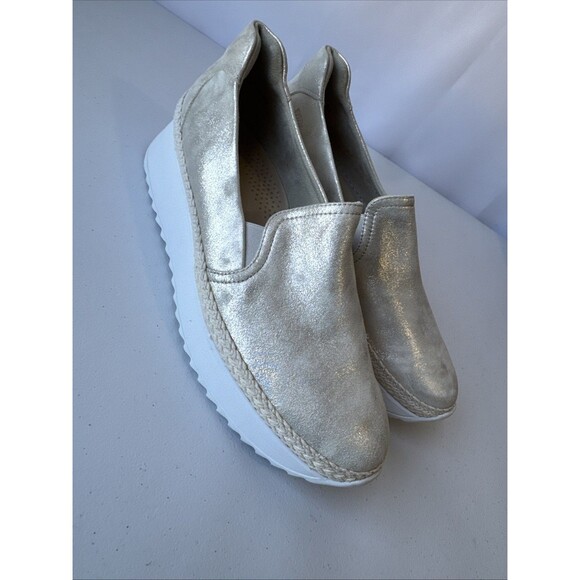 Paul Green Candice Metallic Silver Leather Platform Slip-On Sneakers Women Sz 9 - Picture 9 of 15